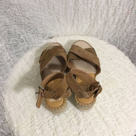 Dolce Vita Dark Tan Suede Wedges Size 8 - Picture 4 of 9